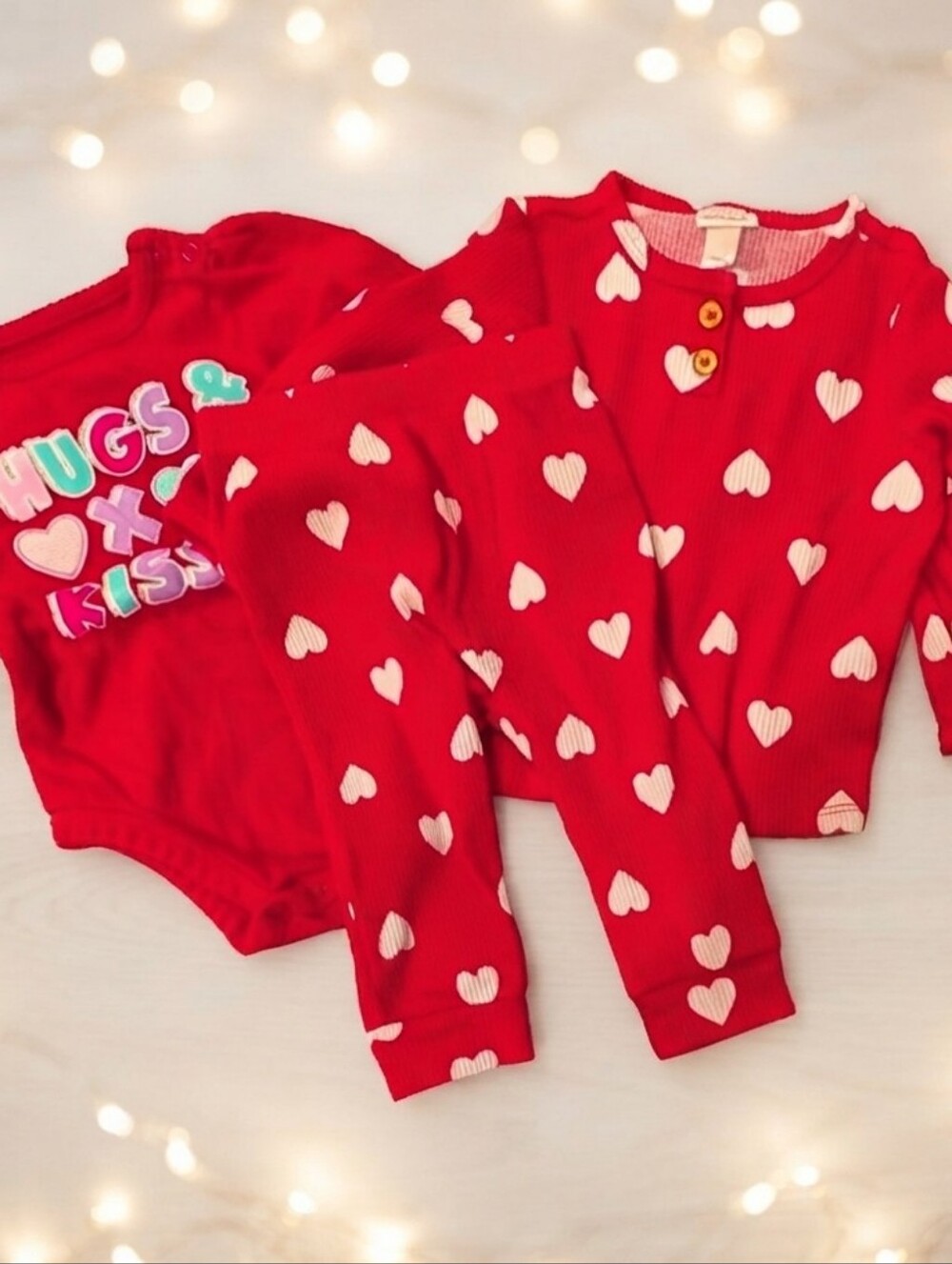 12M Red Heart Baby Outfit Set